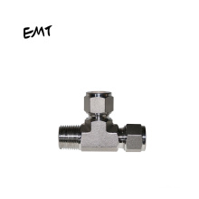 Npt bsp equal reducing union male tee run two ferrule fitting compression connector